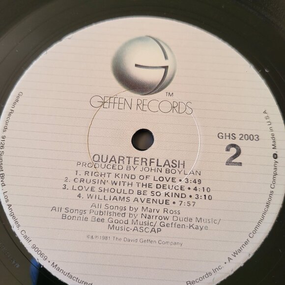 Quarterflash Self-Titled Vinyl LP 1981 Geffen Records GHS 2003 Pop Rock LP5 - Picture 3 of 9